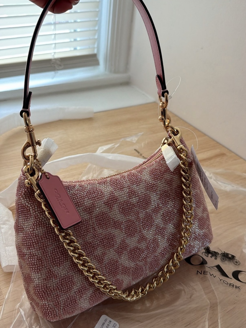 Coach Embellished TERI BEADED Pink Shoulder Bag